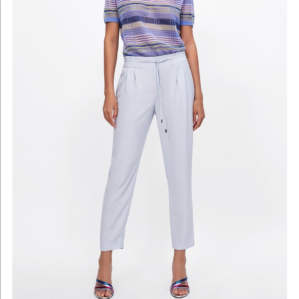 NWT Zara jogging waist pants- light blue